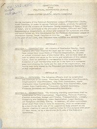 Constitution of the Political Awareness League of Charleston County, South Carolina