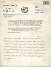 United Nations General Assembly Agenda Item 24: Student Nonviolent Coordinating Committee