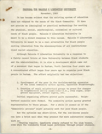 Proposal for Malcolm X Liberation University, November 1969