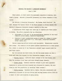 Proposal for Malcolm X Liberation University, June 5, 1969