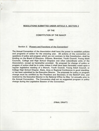 Resolutions Submitted Under Article X, Section 2 of the Constitution of the NAACP, 1994