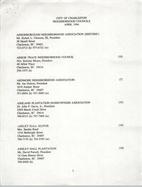 City of Charleston Neighborhood Councils, April 1994