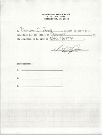 Charleston Branch NAACP Election Consent Forms, Dwight C. James