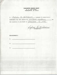 Charleston Branch NAACP Election Consent Forms, Sylvia H. Williams