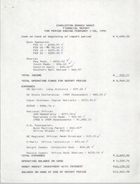 Charleston Branch of the NAACP Financial Report, February 1990