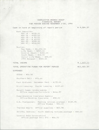 Charleston Branch of the NAACP Financial Report, November 1990