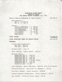 Charleston Branch of the NAACP Financial Report, December 1991