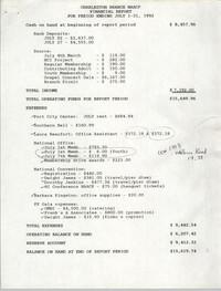 Charleston Branch of the NAACP Financial Report, July 1992