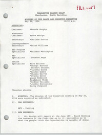 Charleston Branch of the NAACP Labor and Industry Committee Minutes, May 21, 1994