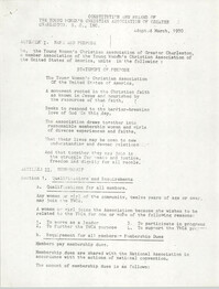 Constitution and By-Laws of the Young Women's Christian Association of Greater Charleston, Inc., Adopted March, 1970