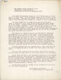 Monthly Report for the Coming Street Y.W.C.A., September 1940