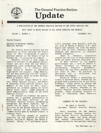 The General Practice Section Update, Vol. 1 No. 1, South Carolina Bar, November 1983