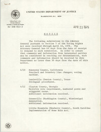 United States Department of Justice Notice, April 23, 1976