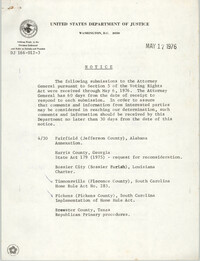 United States Department of Justice Notice, May 17, 1976