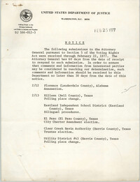 United States Department of Justice Notice, February 25, 1977