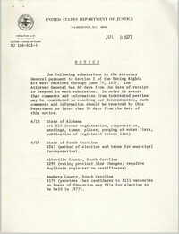 United States Department of Justice Notice, July 8, 1977