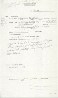 Community Relations Assistance Request, August 6, 1984
