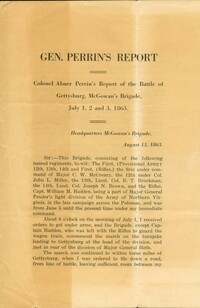 Gen. Perrin's Report: Colonel Abner Perrin's Report of the Battle of Gettysburg, McGowan's Brigade, July 1, 2 and 3, 1863