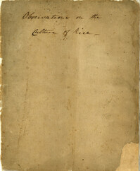 Observations on the culture of rice, ca. 1786.
