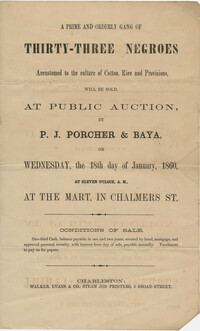 P.J. Porcher and Baya slave sale broadside