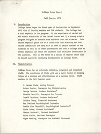 College Seven Report, Fall Quarter 1972