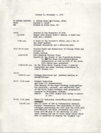 Schedule for Sojourn in Santa Cruz, College Seven, October 8 to November 1, 1972