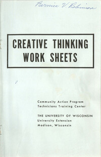 Creative Thinking Work Sheets