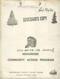 Menominee Community Action Program, Governor's Copy