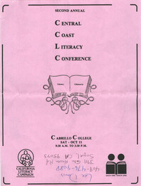 Second Annual Central Coast Literacy Conference Program and Schedule of Events, October 11, 1986