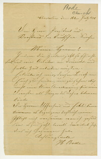 Letter from H. Bode, July 16, 1876