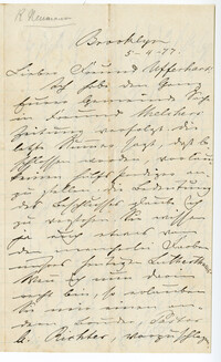 Letter from Rob Neumann to William Ufferhardt. May 4, 1877