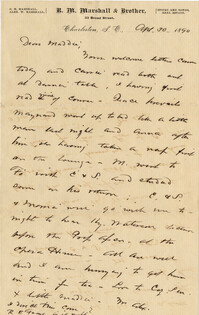 124. Alex Marshall to Magdalen Elizabeth Wilkinson Marshall (nee Keith) -- Apr. 30, 1890