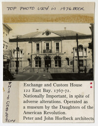 Survey photo of the Exchange and Custom House (122 East Bay Street)