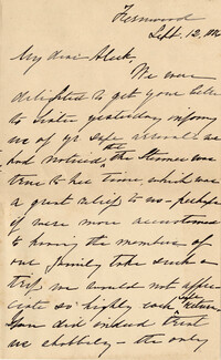 150. Carrie H. M. [Marshall?] to Alex Marshall -- Sept. 12, 1886