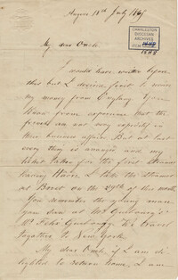 371. Robert Lynch to Bp Patrick Lynch -- July 18, 1865