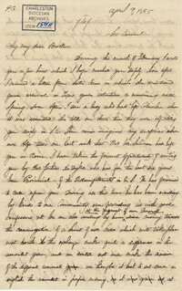 364. Madame Antonia to Bp Patrick Lynch -- April 9, 1865
