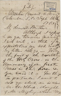 306. Madame Baptiste to Bp Patrick Lynch -- September 14, 1863