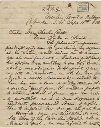 307. Madame Baptiste to Sr Mary Charles Curtin -- September 15, 1863