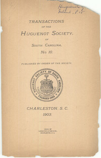 Transactions of the Huguenot Society of South Carolina No.10