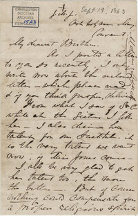 309. Madame Baptiste to Bp Patrick Lynch -- September 19, 1863