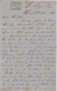136. Francis Lynch to Bp Patrick Lynch -- December 9, 1860