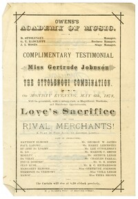 Playbill from Owen's Academy of Music, May 6, 1878