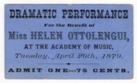 The Academy of Music Theater Ticket, April 29, 1879