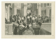 Inauguration de la nouvelle synagogue. - Les sépharins ou rouleaux de la loi portés dans le tabernacle.
