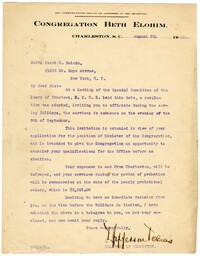 Letter from Thomas J. Tobias to Dr. Jacob S. Raisin, August 8, 1915