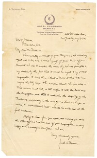 Letter from Dr. Jacob S. Raisin to Thomas J. Tobias, August 9, 1915