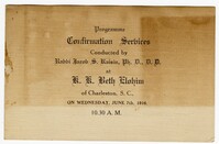 Confirmation Services Program, June 7, 1916