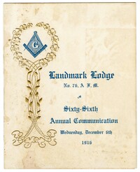 Landmark Lodge Sixty-Sixth Annual Communication Program, December 6, 1916