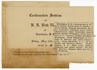 KKBE Confirmation Services Program, May 17, 1918