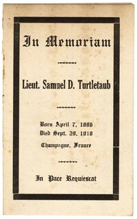 Samuel D. Turtletaub In Memoriam Ceremony Programs, October 19, 1919